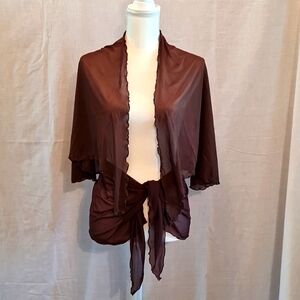 2 pieces, bathing suits cover up, one size, EUC, brown